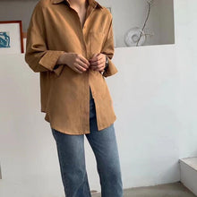 Load image into Gallery viewer, Lizkova White Blouse Women Suede Long Sleeve Formal Shirt 2020 Spring Lapel Ladies Blouse Streetwear 8866