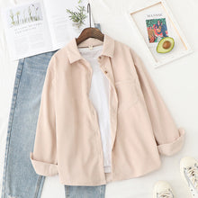 Load image into Gallery viewer, Corduroy Shirts Womens Tops And Blouses Long Sleeve Spring Ladies Solid Loose Boyfriend Style Shirt