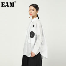 Load image into Gallery viewer, [EAM] Women White Pattern Print Big Size Blouse New Lapel Long Sleeve Loose Fit Shirt Fashion Tide Spring Autumn 2020 1R056
