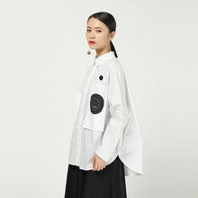 Load image into Gallery viewer, [EAM] Women White Pattern Print Big Size Blouse New Lapel Long Sleeve Loose Fit Shirt Fashion Tide Spring Autumn 2020 1R056
