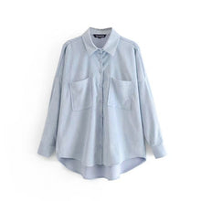 Load image into Gallery viewer, Tangada women preppy oversize corduroy shirt blusas mujer de moda boyfriend style shirt womens tops 6P59

