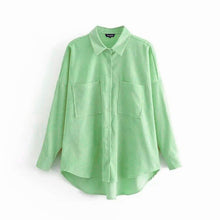 Load image into Gallery viewer, Tangada women preppy oversize corduroy shirt blusas mujer de moda boyfriend style shirt womens tops 6P59

