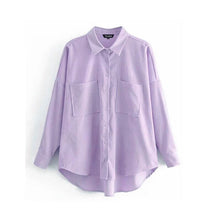 Load image into Gallery viewer, Tangada women preppy oversize corduroy shirt blusas mujer de moda boyfriend style shirt womens tops 6P59
