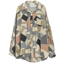 Load image into Gallery viewer, [EAM] Women Blue Pattern Printed Big Size Blouse New Lapel Long Sleeve Loose Fit Shirt Fashion Tide Spring Summer 2020 1U906
